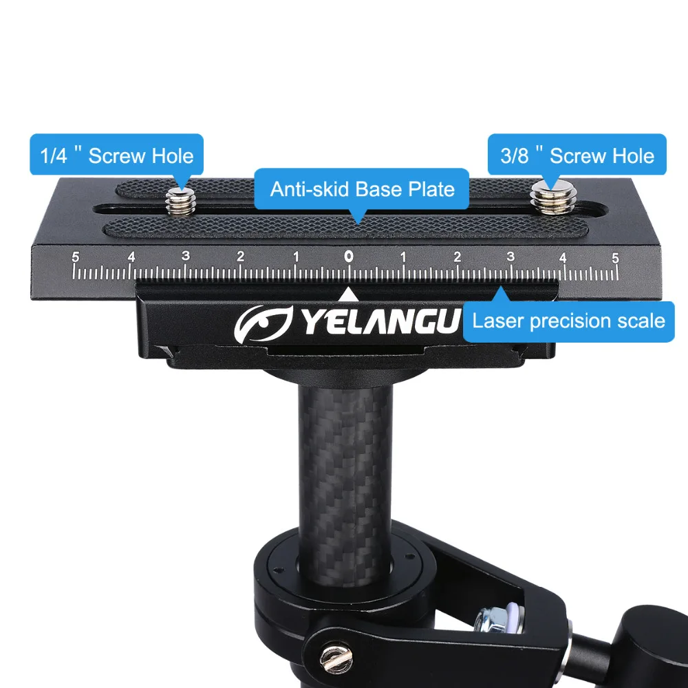 New YELANGU Adjustable S60T Carbon Fiber Tube 60cm Handheld DSLR Video Camera Stabilizer Compact Steadycam Mini Steady Cam