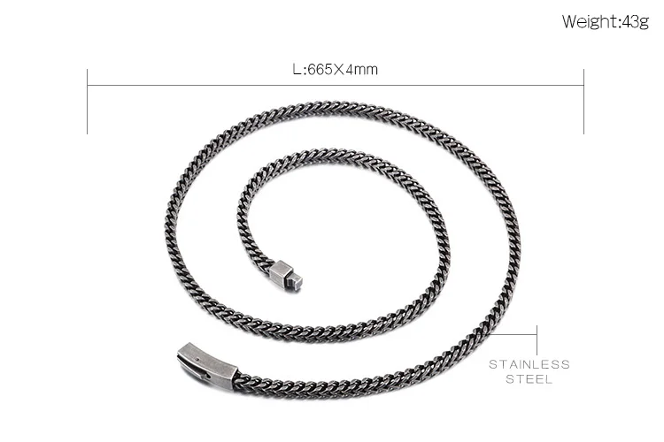 KALEN Stainless Steel Matte Long Linking Chain Necklace Men Brushed Snake Chain Box Chain Choker Necklace Jewelry Accessories