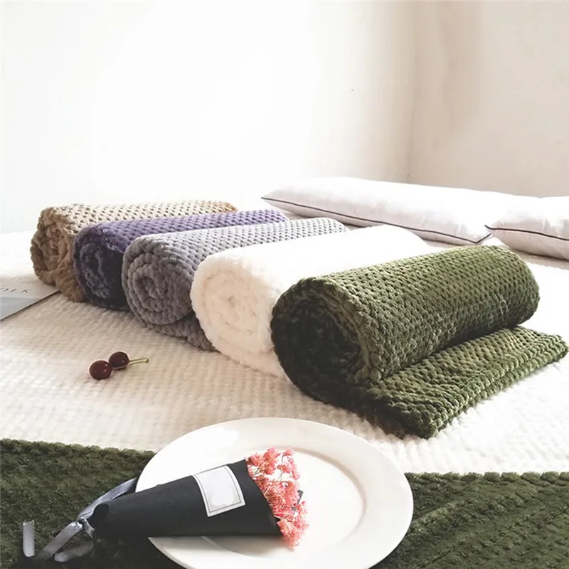 Solid Color mesh Soft Travel Blanket Velvet Carpet Portable Comfortable Towel Small Throw Blankets Pineapple Warm Gift | Дом и сад