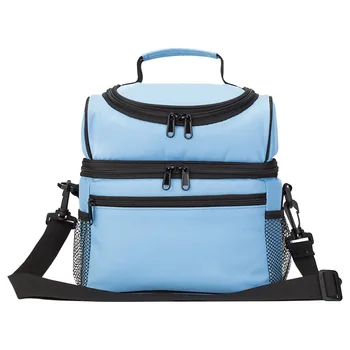 

portable 2 partition lunch bag thermal picnic box ice pack food drinks insulated cool bag thermal cans wine shoulder cooler bag