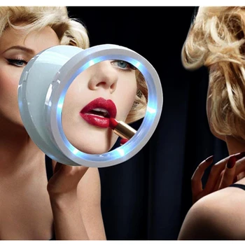 

LED Light Makeup Mirror Flexible Compact 8X Magnifying Glasses Makeup Cosmetic Mirror Locking Suction Cup Mirrors with Led lamp