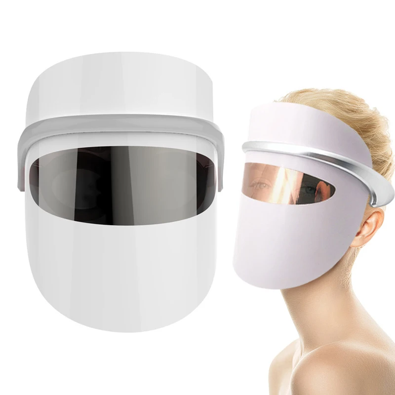  3 Colors LED Light Therapy Face Skin Mask Red Blue Yellow Led Skin Rejuvenation Facial Mask Eye Vib - 4000381530330