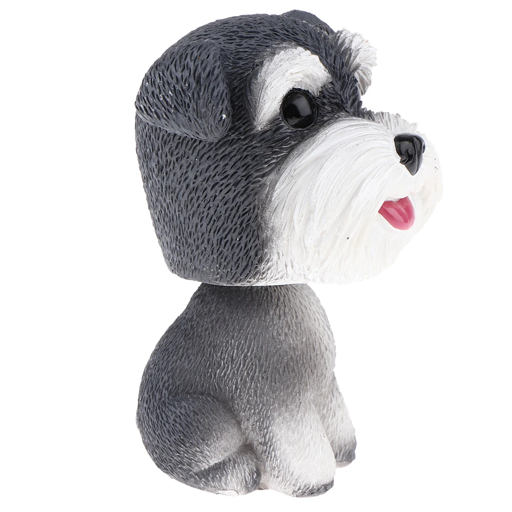Cute Resin Schnauzer Bobbing Head Dog Puppy Bobble Head Auto Car Dashboard Decors Ornaments Toys