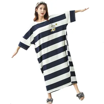 

JIANYAN Women's Sleepwear Night Dress Ladies Nightgown Plus Size Sexy Nightie Home Milk Silk Dress Female Night Shirts Summer