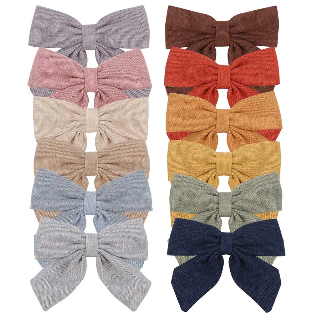 2021 New Solid Cotton Hiar Bows With Clip For Baby Girls Hair Clips Barrettes Hairpins Hair Accessories Kid Handmade заколки