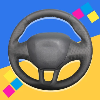 

Auto Braid On The Steering Wheel Cover for Peugeot 208 2011-2019 Peugeot 2008 2013-2019 Car Covers Hand Sew Interior Accessories