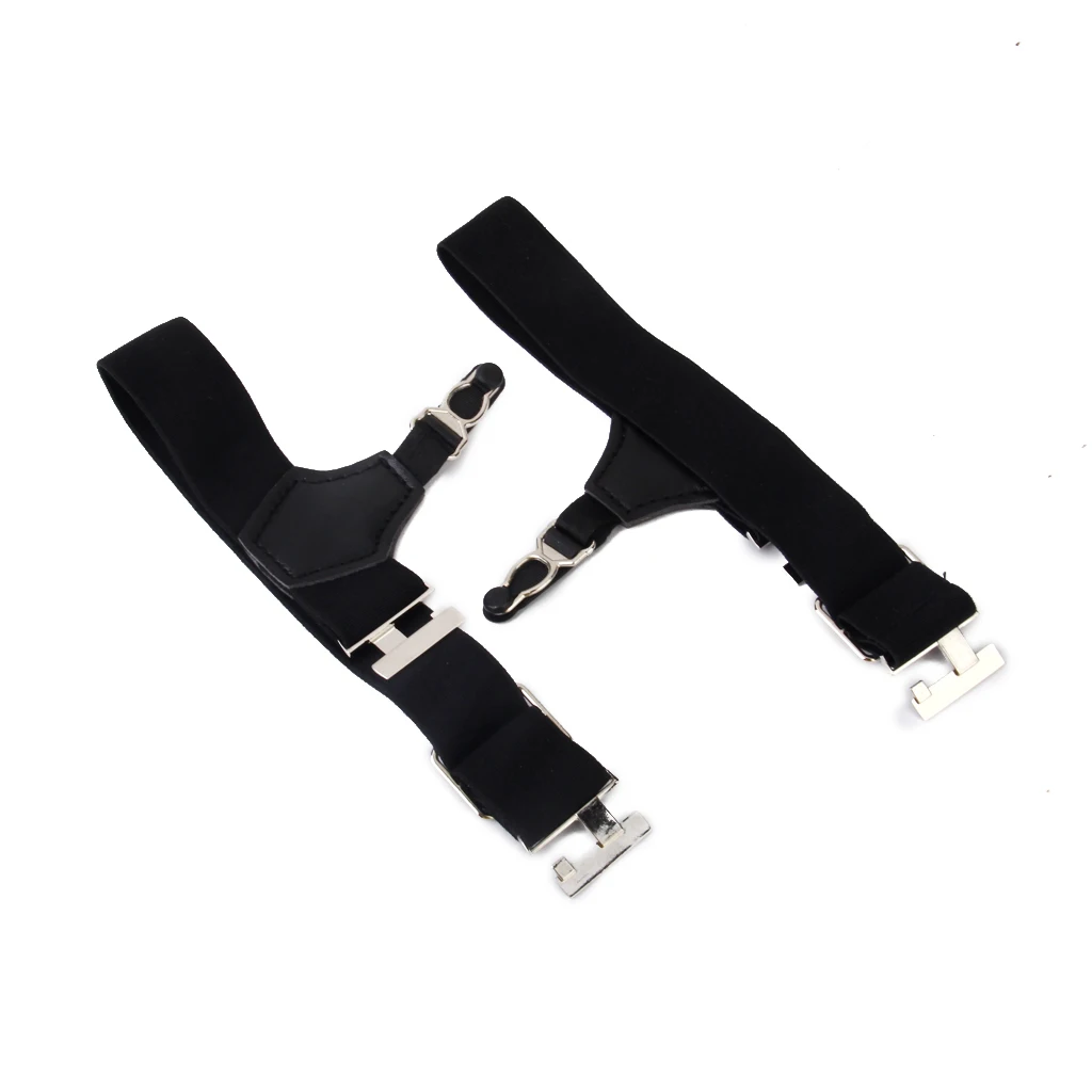1Pair Men`s Uniform Sock Suspender Garters Adjustable Garters Black