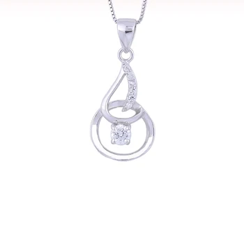 

925 Sterling Silver Zircon Round Waterdrop Necklaces For Women Crystal Geometric Concept Pendants Fashion Jewelry Gifts