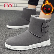 

CYYTL Fashion Men's Winter Fur Lined Boots Buckle Ankle Keep Warm Snow Outdoor Walking Shoes Casual Insulated Anti Slip Booties