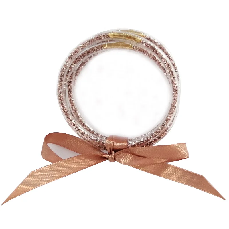 Радужные блестящие стеклянные стеки кремниевые браслеты 5 шт./компл. браслеты «бантик» для женщин Рождественский лучший подарок