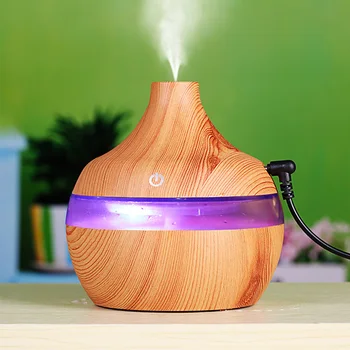 

300ml USB Electric Humidifier Aroma Oil Diffuser Wood Grain Air Humidifier Mist Maker LED Light Air Purifier For Home Office
