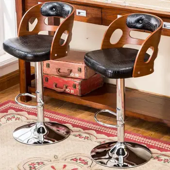 

Bar Chair American Retro Bar Chair Bar Stool Solid Wood Bench Back Chair Bar Chair Lifting Rotating Chair
