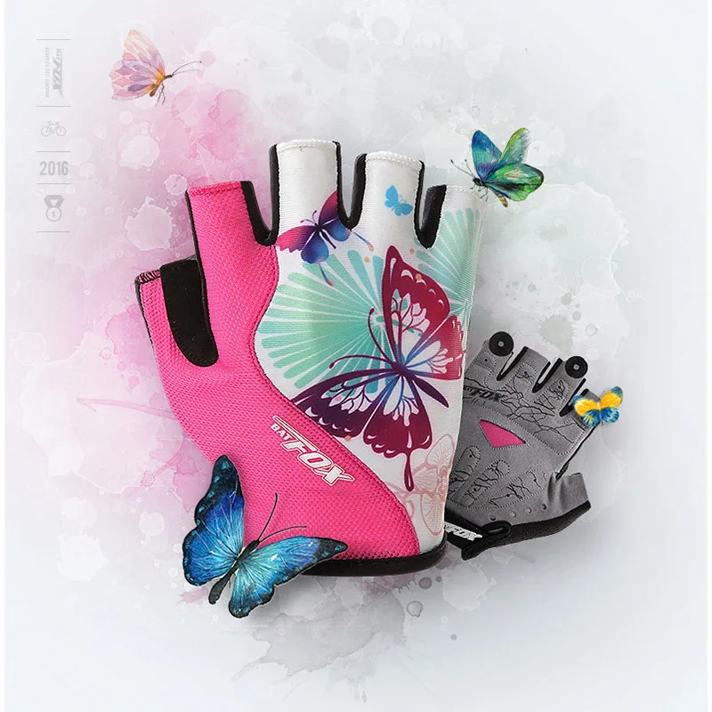 Short Glove BATFOX велосипедные перчатки на полный палец женские зимние спортивные перчатки без пальцев дышащие велосипедные перчатки Горячие полный палец MTB шоссейные велосипедные перчатки розовые - Цвет: Short Glove