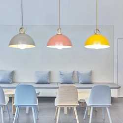 Luces colgantes nórdicas coloridas para el hogar, lámpara colgante moderna de aluminio, bombilla LED para dormitorio, cocina, E27 Decov