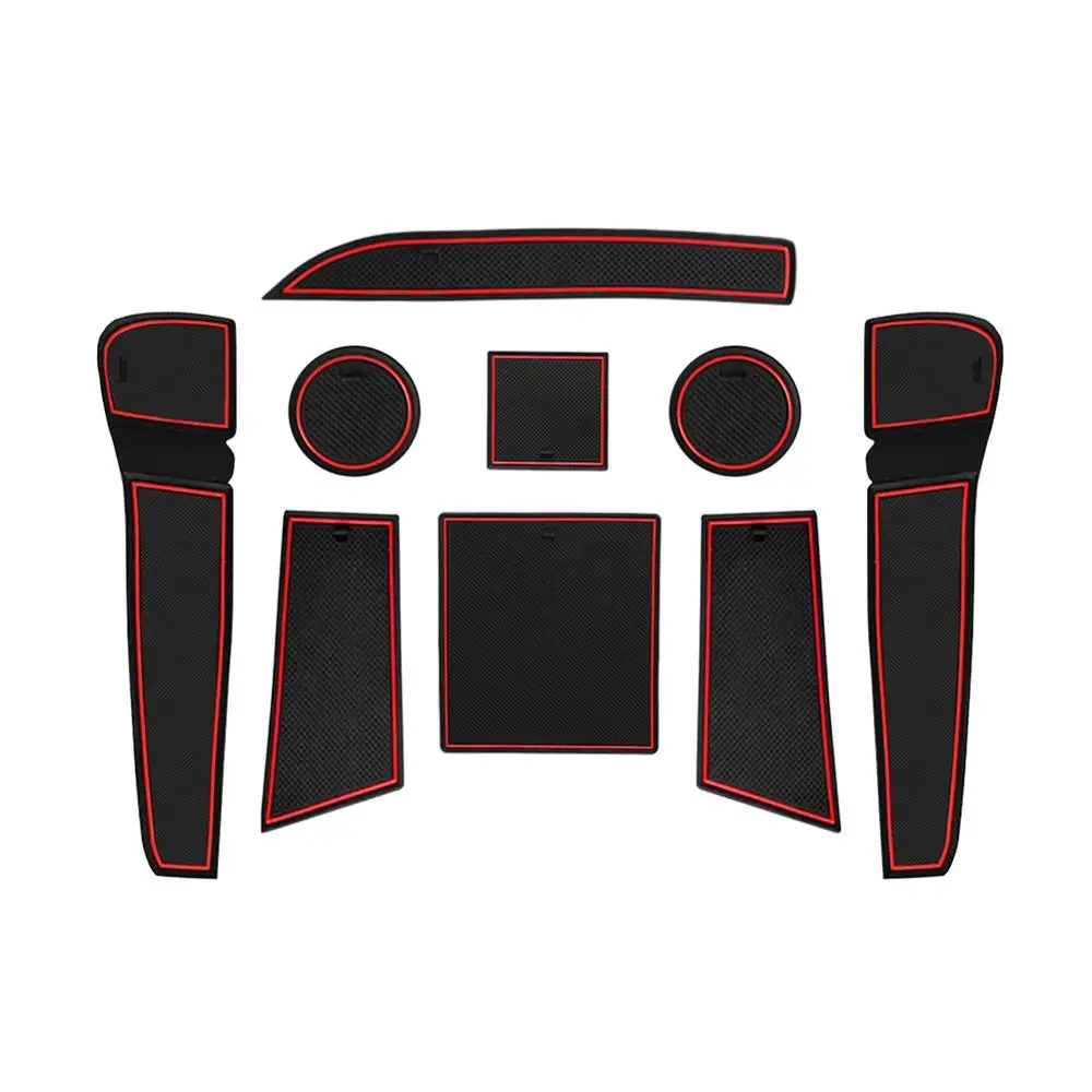Tapete do Sulco da Porta de Ruiya para Ibiza tipo 6f Hatchback Anti-deslizamento Porta Entalhe Pads Acessórios Interiores Automóvel Vermelho 9 Pçs 2021 - Image 5