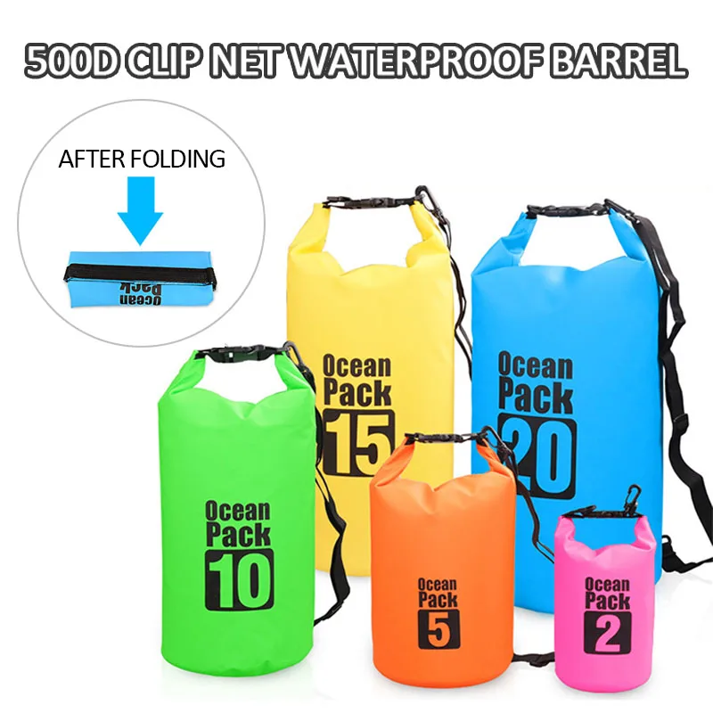PVC 방수 가방 5L 10L 15L 20L 30LOutdoor 수영 가방 카약 래프팅 보트에 대 한 다이빙 압축 스토리지 드라이 가방