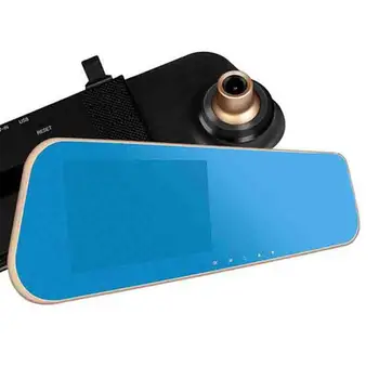 

4.3 inch Front And Rearview mirror recorder 1080P Wide Angle Night Vision Blue Mirror