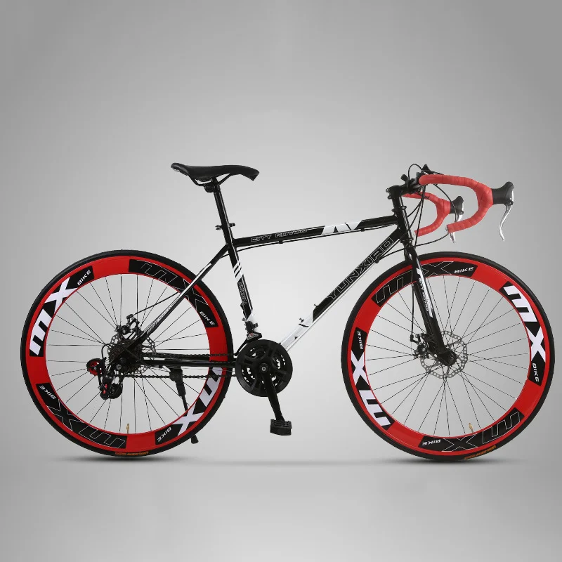 26 Inch Road Bike Fixed Gear Bicycle 24 Speed Croissant Bend Double Disc Brake Racing Adult Male And Female Students | Спорт и