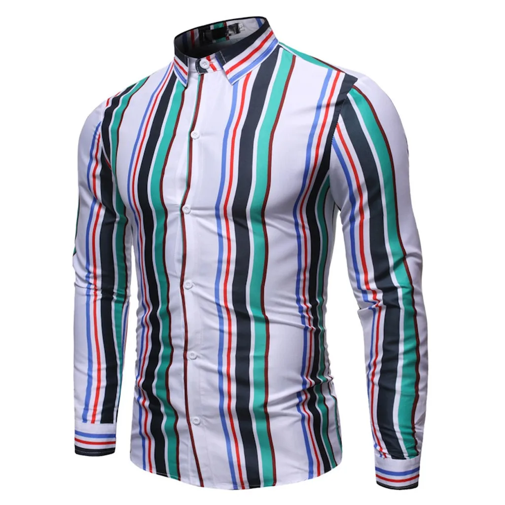 Womail мужская деловая рубашка с длинным рукавом, осенняя мужская одежда, приталенная Мужская Повседневная рубашка на пуговицах, модная блуза J720