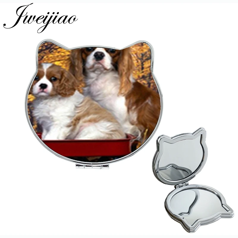 JWEIJIAO Pets PUG game Double Cat Ear Sides Shaped pocket mirror people best friends animal espejos for girlfriend NS264 - Цвет: ns264 108