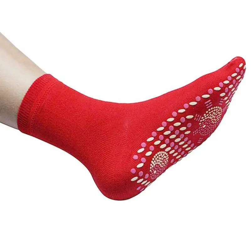 1 пара носков для здоровья, черные, красные турмалиновые носки для прижигания, Самонагревающиеся Носки для здоровья, противопожарные носки для прижигания - Цвет: Красный