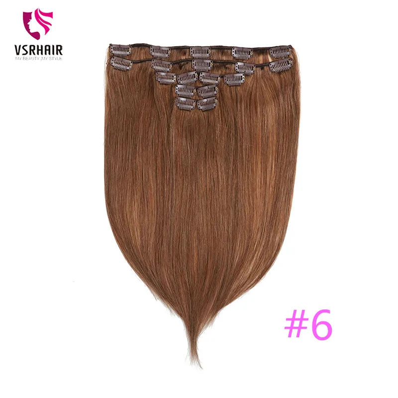 VSR 5 uds 60g 80g 100g 120g máquina Remy Clip 40cm 50cm 55cm ClIp-en extensiones de cabello humano