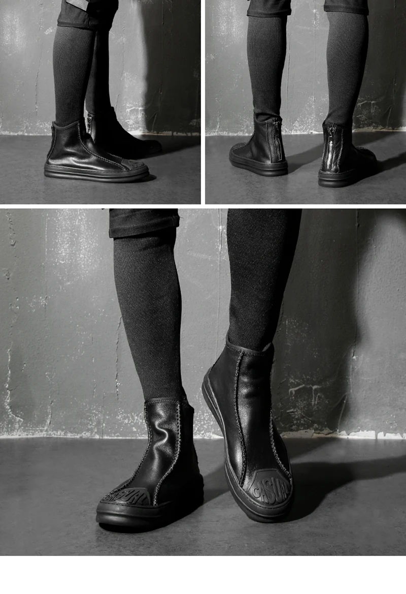 Мужские зимние ботинки на платформе; теплые ботинки с высоким берцем на толстой подошве; обувь черного цвета с натуральным лицевым покрытием; Итальянские ботильоны из натуральной кожи на молнии