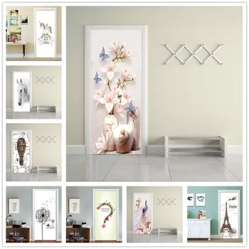 

Fresh Simple Door Stickers Self-adhesive Waterproof DIY Wallpaper On The Doors Living Room Bedroom Home Decor Renew Vinyl Decal
