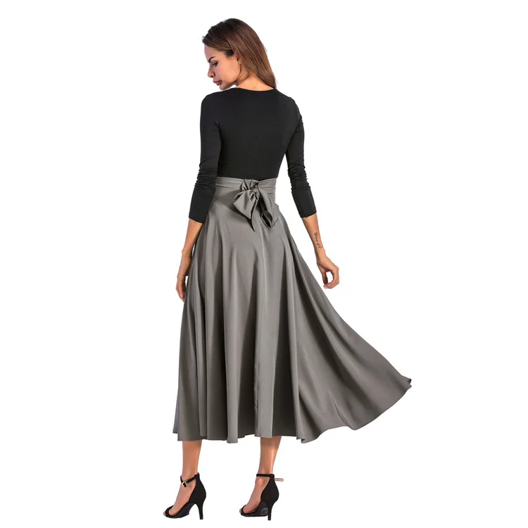 Женская Длинная свободная юбка однотонная хлопковая в стиле ампир специальное