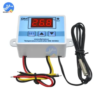 

XH-W3002 AC 110V-220V Digital LED Temperature Controller 10A Thermostat Control Switch With Probe Sensor W3002