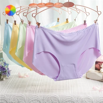 

Summer Solid Color Ultra-thin Panties Seamless Traceless Lingerie Mid Waist Briefs Women Underwear