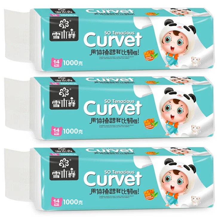 

Snow Musen Toilet Paper Coreless Printed Toilet Paper Rolls Household 14 Volume Manufacturers Direct Selling Raw Wood Pulp Whole