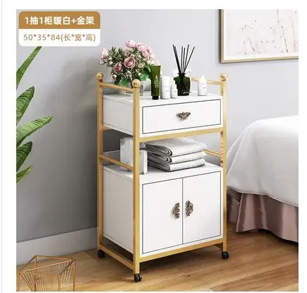 Beauty salon multi-functional cart barber shop special mobile instrument storage rack nail tool car white