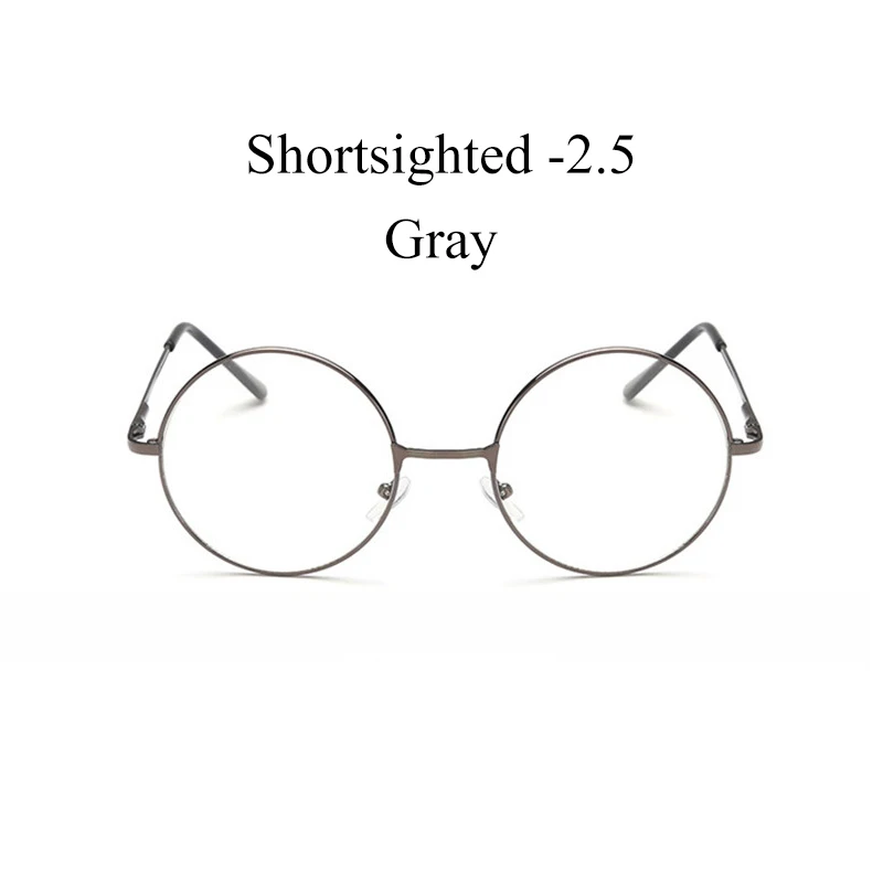 IBOODE круглые металлические очки близорукости для женщин и мужчин близорукие очки женские мужские очки для близоруких очки унисекс - Цвет оправы: Gray Myopia 2.5