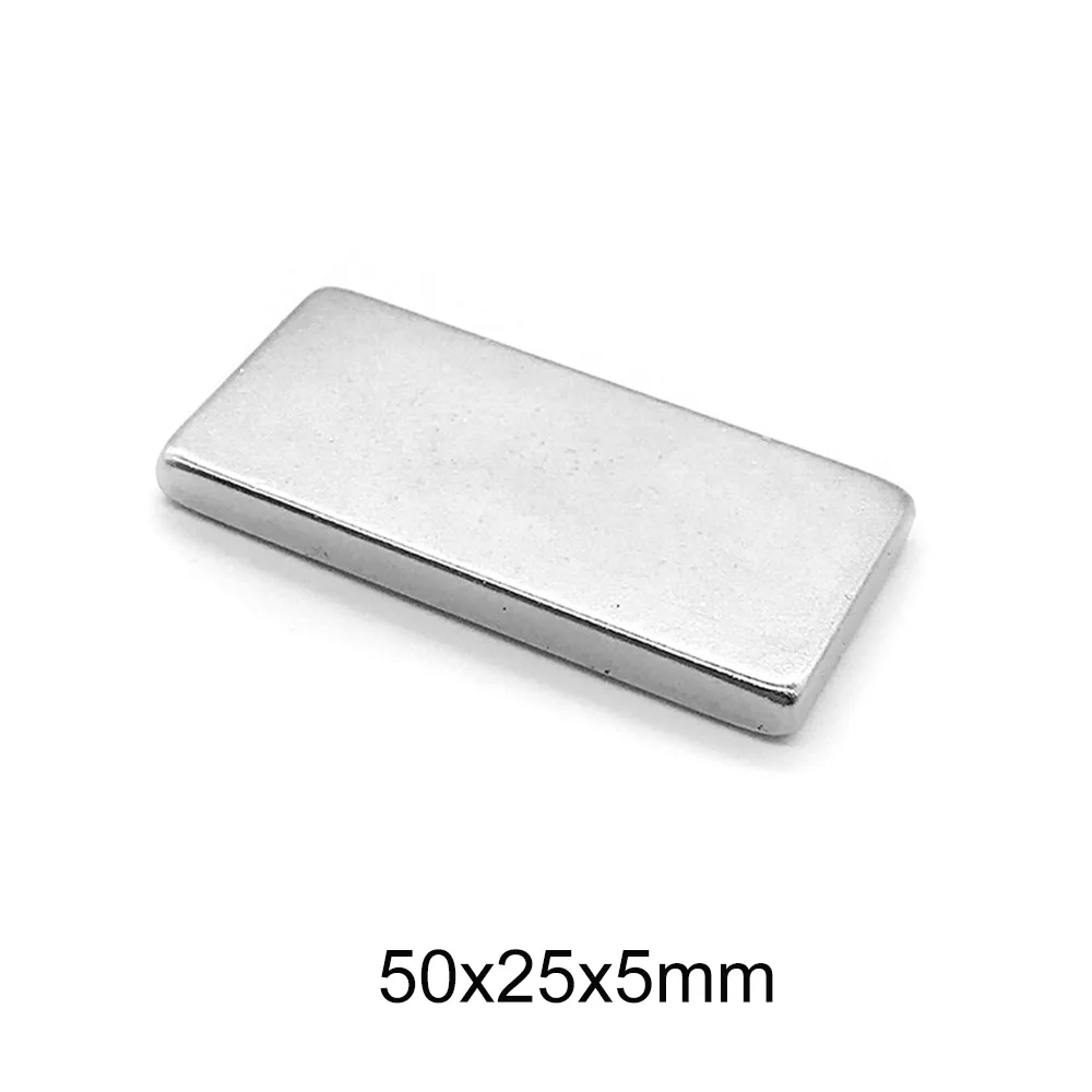 1/2/3/5/10 Pz 50X25X5Mm Grande Blocco Magnete Di Terre Rare N35 Rettangolare Forte Magnete Al Neodimio 50X25X5 Magnete Permanente 50*25*5