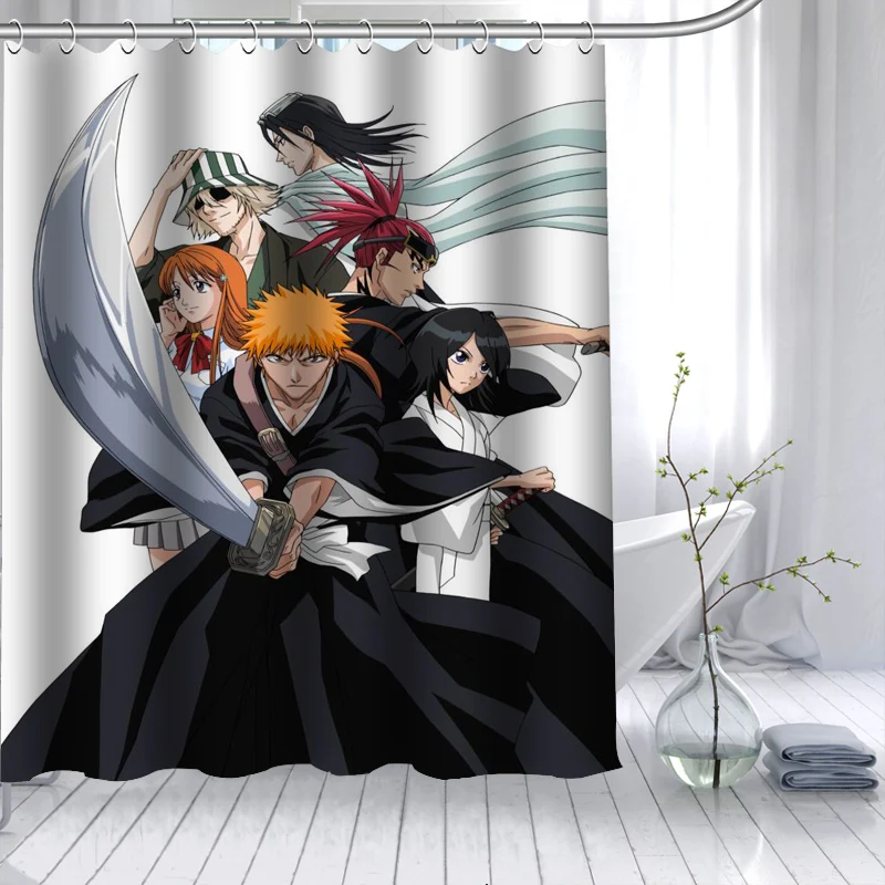ShunQian Горячая Bleach Рукия Кучики душ Шторы полиэстер ткань 12 Крючки для Ванная