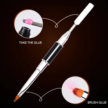 

Salon Multifunction Acrylic Nails Extension Manicure Tool For Polygel Nail Metal Lightweight Poly Gel Brush 2 In 1 Dual Ended