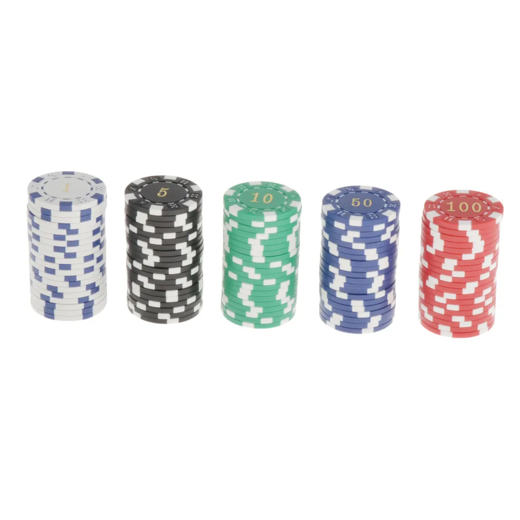 Casino Style 100 Pieces Clay Poker Chip Set Texas Hold'em Poker Casino Game Chips Set
