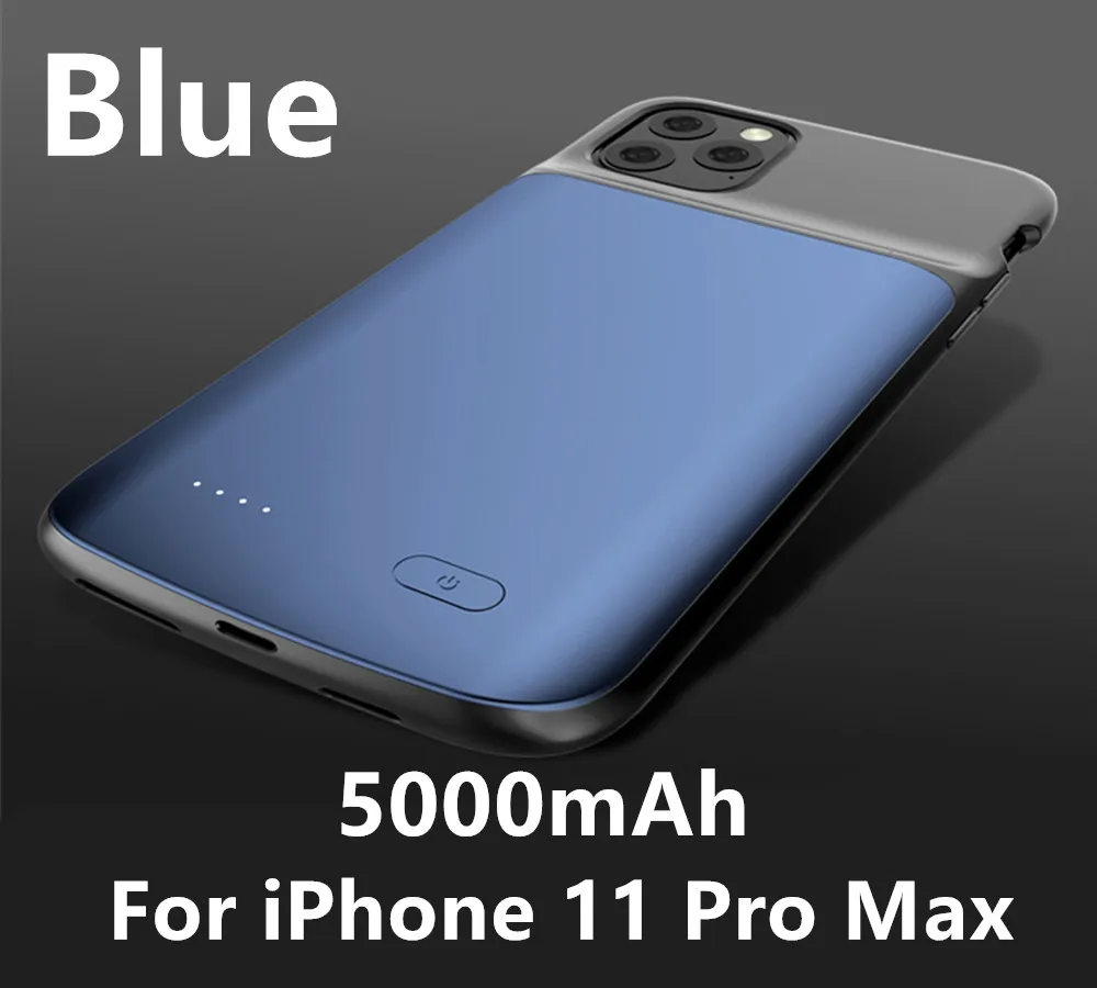 Blue For 11 Pro Max Чехол для аккумулятора для iphone 11 Pro Max внешний аккумулятор зарядное устройство чехол для iphone 11 4800/5000 мАч Зарядное устройство Чехол - Цвет: Blue For 11 Pro Max