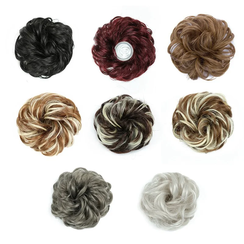 Women Baby Girls Real As Human Natural Curly Messy Bun Hair Piece