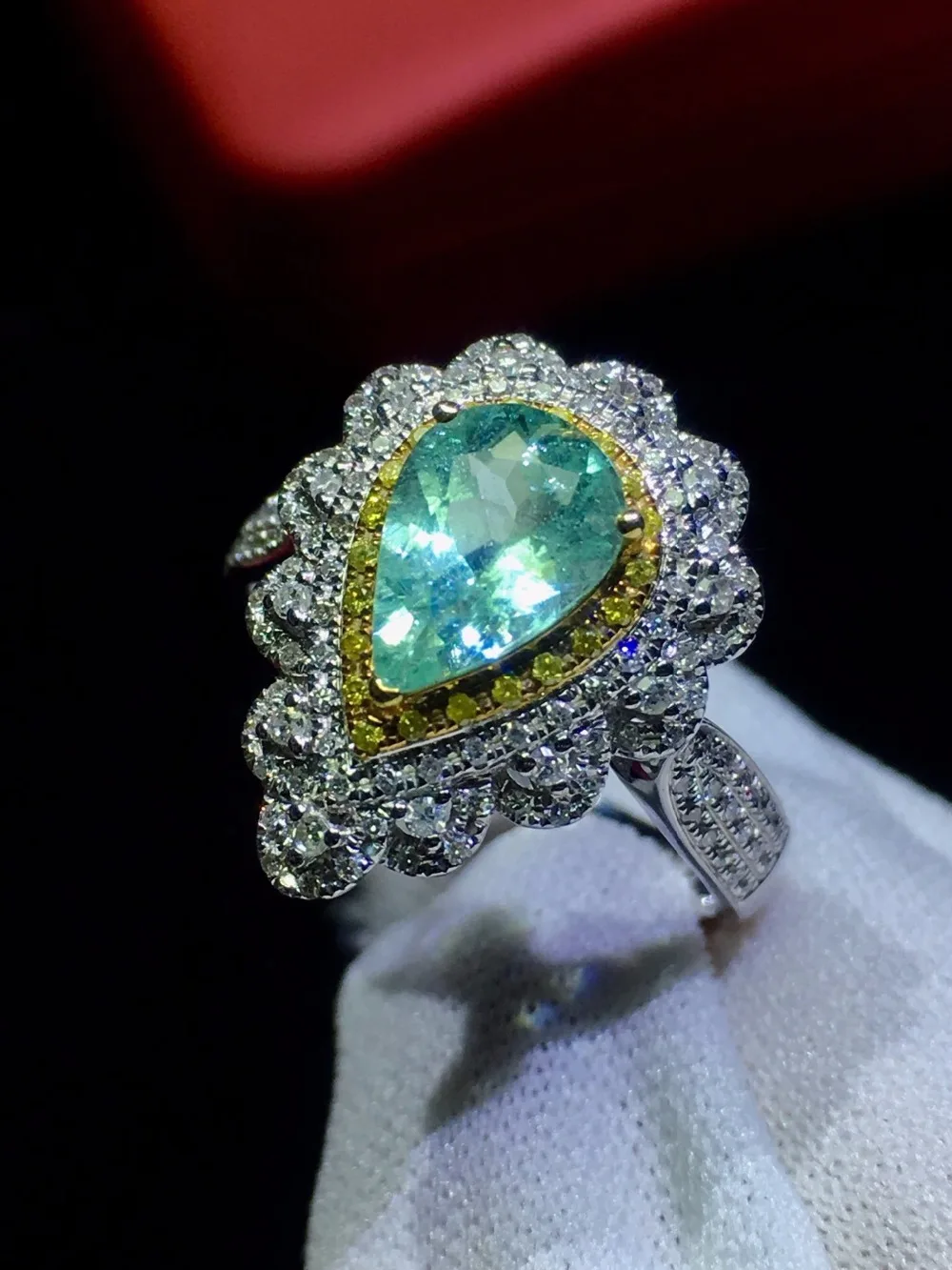 Paraiba кольцо с турмалином 1.03ct чистое 18 К золото натуральный Параиба Турмалин драгоценные камни Бриллианты Женские кольца для женщин тонкое кольцо