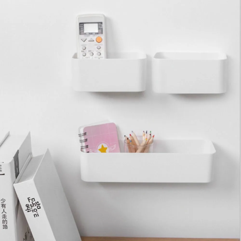 1 Pcs Desk Office Supplies Storage Box Wall-mounted Kitchen Bathroom Toilet Debris Plastic Punch-free Finishing | Дом и сад