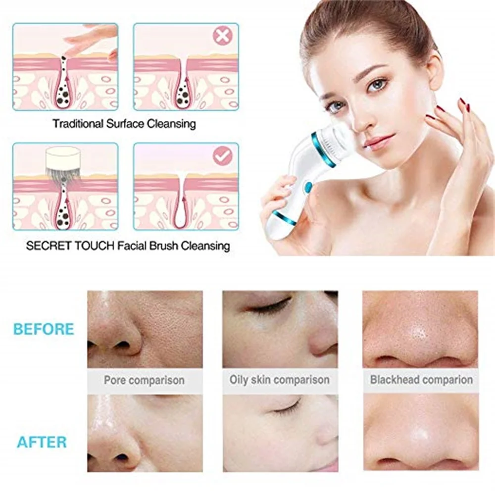 3D sonic facial cleansing 4 In 1 Ultrasonic Electric Facial Cleansing Brush Massager Cleaning Device Skin Care Brush For Face 3D sonic facial cleansing 4 In 1 Ultrasonic Electric Facial Cleansing Brush Massager Cleaning Device Skin Care Brush For Face