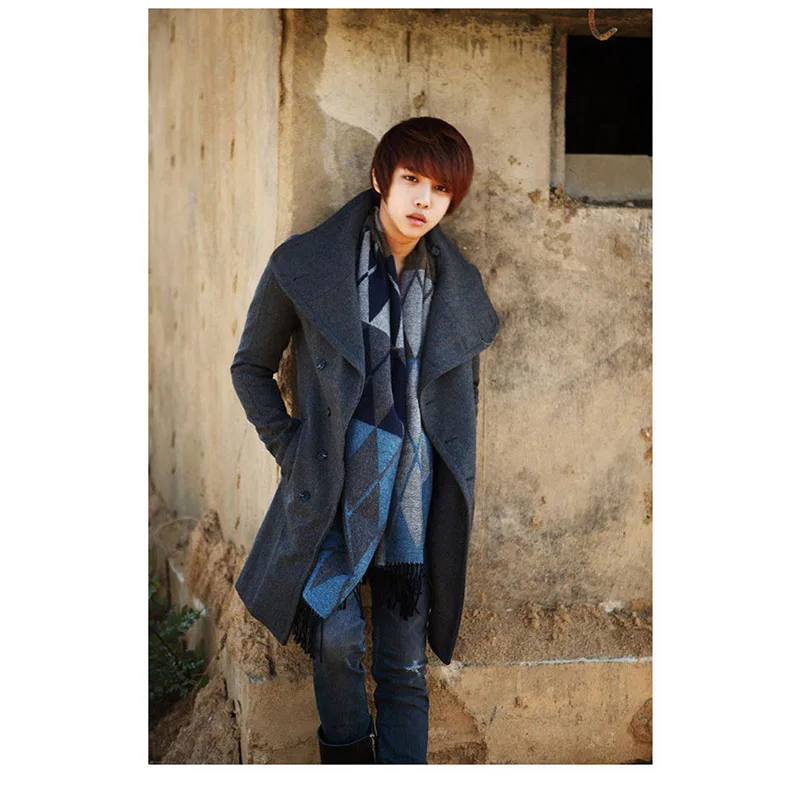 

Men's Single-breasted Wool Coat Men Wool Long Jackets 2019 Winter New Korean Slim And Long Sections Overcoat Lapel For Men Y