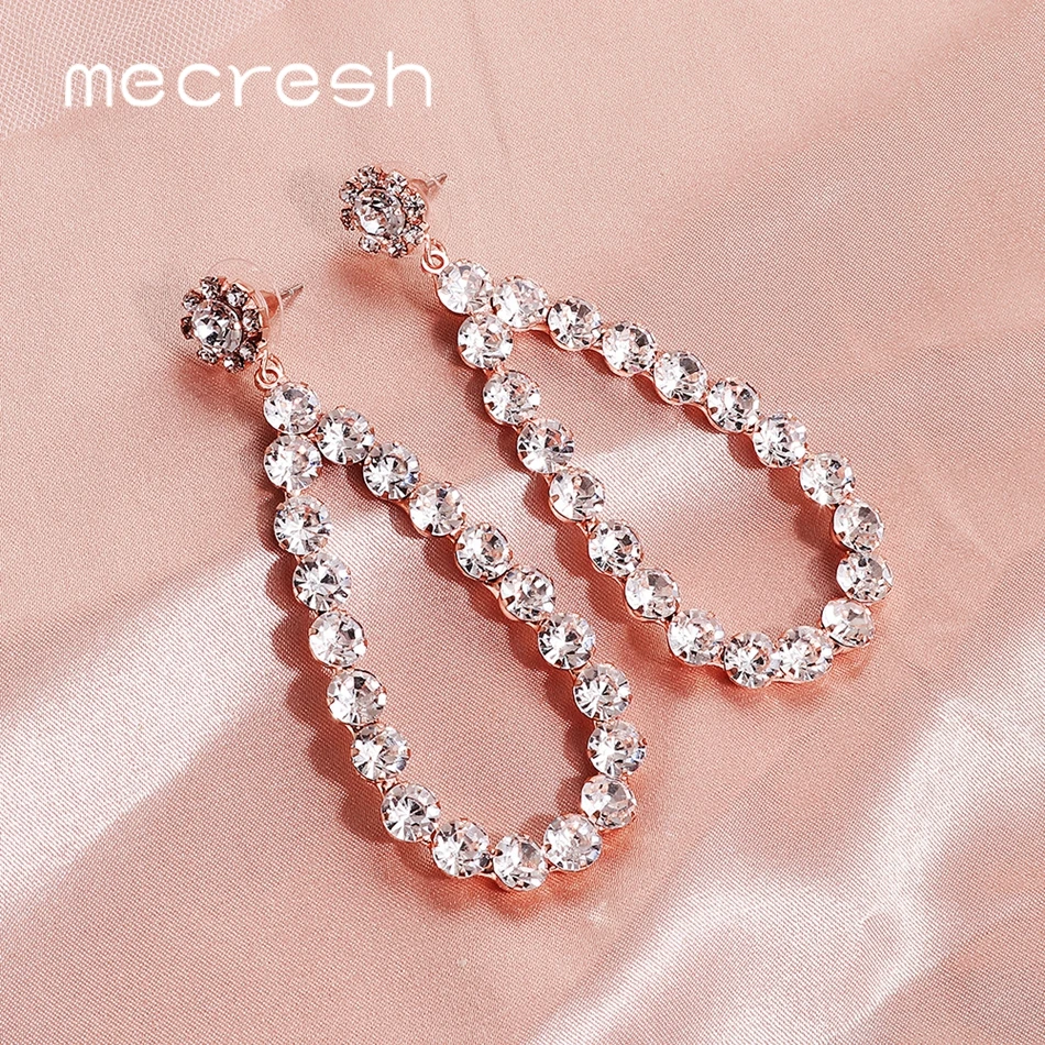 Mecresh кристалл большие свадебные серьги-капельки эффектные золотистого цвета Свадебные обручальные Висячие серьги для женщин MEH1648