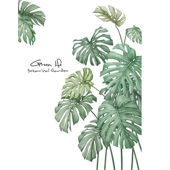 

GreenTropical Leaves Wall Decal Nature Palm Tree Leaf Plants Wall Sticker Art Murals for Kids Room Living Room Nursery Classroom