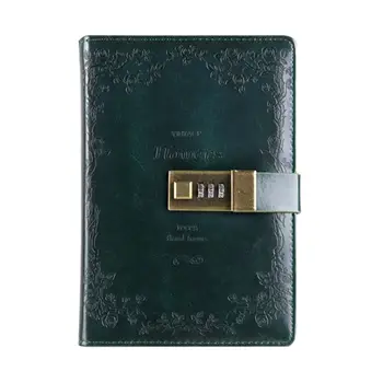 

B6 Retro Notebook with Password Lock Leather Cover Traveler Diary Planner Agenda School Supplies Gift Stationery D08B