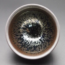 110 мл чашка серебристого масла точечный узор керамическая чашка для чая Temmoku Jianzhan ручной работы фарфоровая Tenmoku Глазированная ваза чашка Jian Zhan