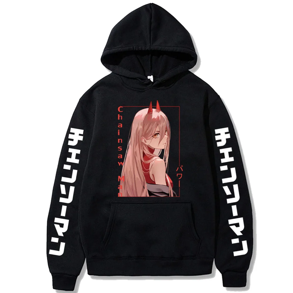 

Anime Printed Hoodie Chainsaw Man Casual Hoodies Fashion Women Hoody Funny Power Loog Sleeve Hooded