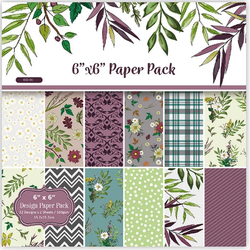 

6 Inch Scrapbooking Paper 12 Inch Patterned Paper Leaf Flower Patterns